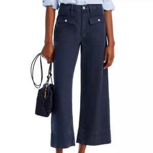 Frame the 70's Patch Pocket Cropped Blue Pants